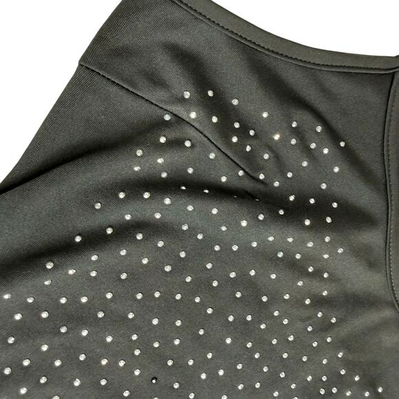 New Black Crystal Sparkle Bodysuit Tank Large Party Club NYE Glam Holiday Bling - Picture 4 of 15